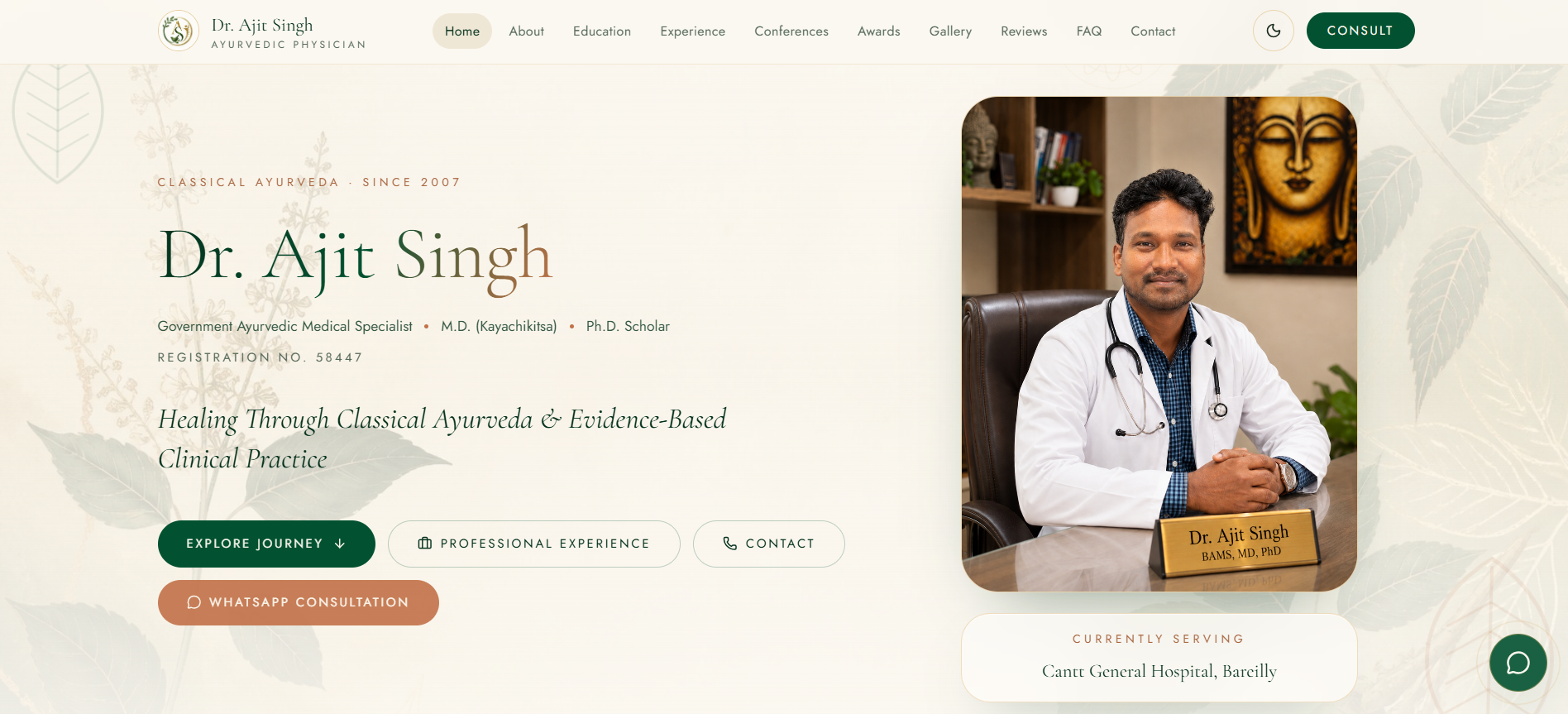 Dr. Ajit Singh — Healthcare Website interface preview
