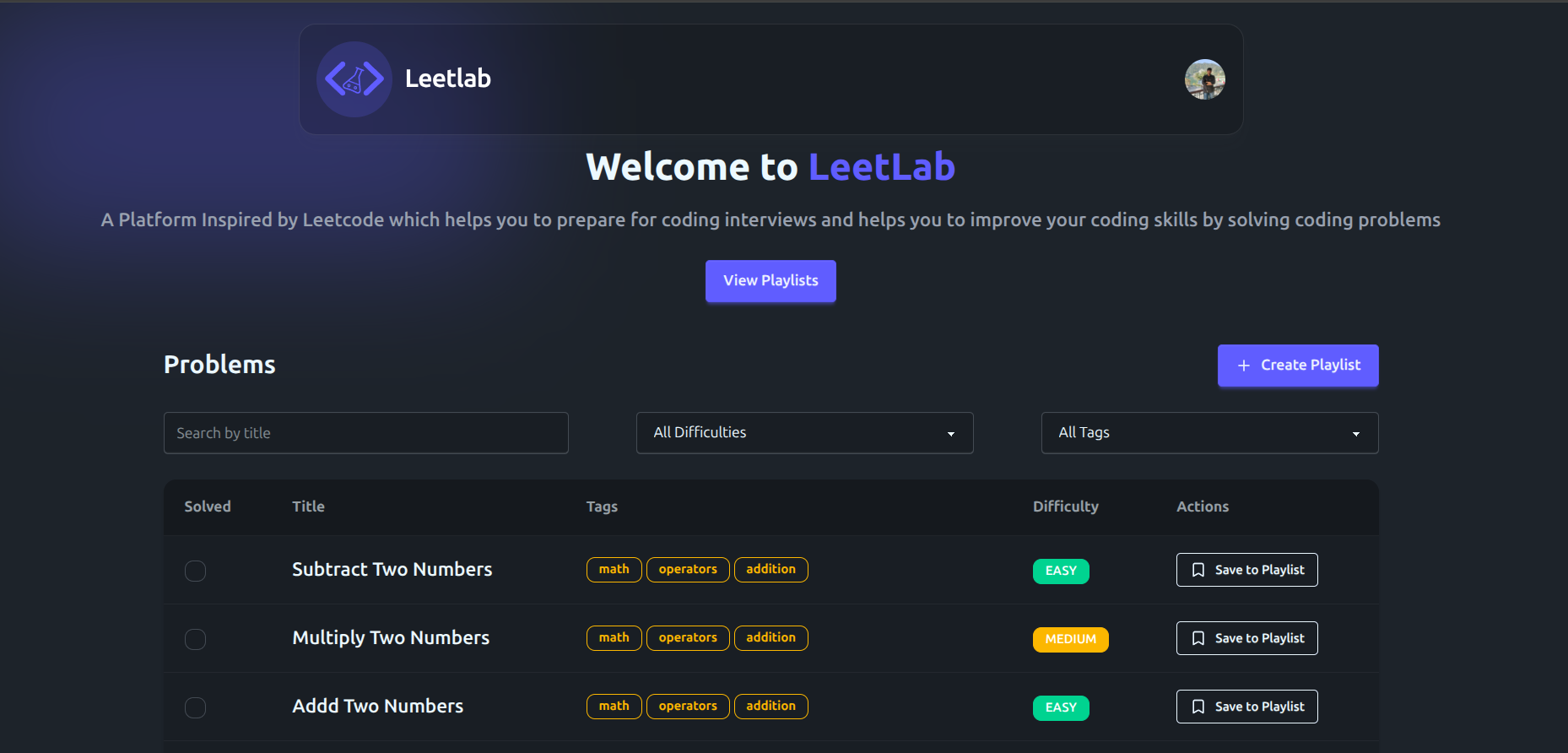 LeetLab interface preview